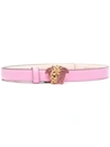 Versace Palazzo Dia Belt With Crystal-encrusted Medusa Buckle In Pink