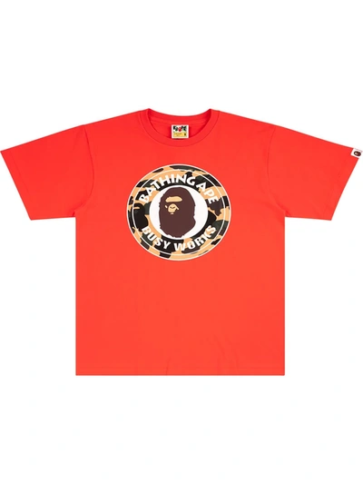 A Bathing Ape 1st Camo Busy Works T-shirt In Orange