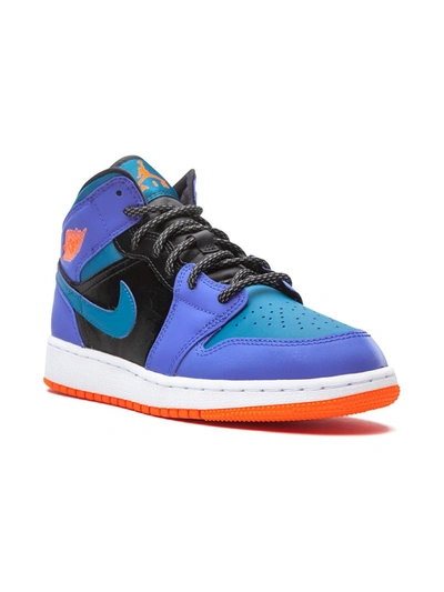 Jordan Air  1 Mid Big Kids' Shoe In Racer Blue,black,total Orange,green Abyss