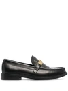 MOSCHINO LOGO PLAQUE PERFORATED LOAFERS