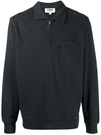 Ymc You Must Create Sugden Half-zip Sweatshirt In Black