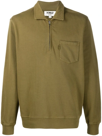 Ymc You Must Create Sugden Half-zip Sweatshirt In Green