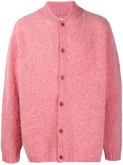 Ymc You Must Create Purl-knit Lambswool Cardigan In Pink