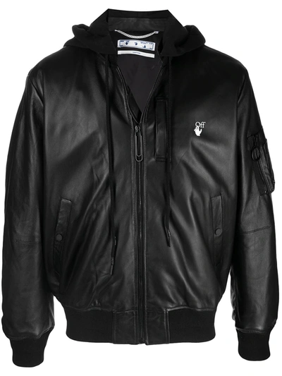 Off-white Arrows-print Hooded Jacket In Black
