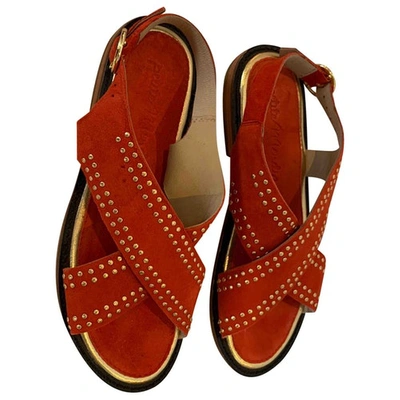 Pre-owned Petite Mendigote Red Suede Sandals