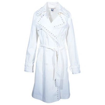 Pre-owned Class Cavalli Trench Coat In White