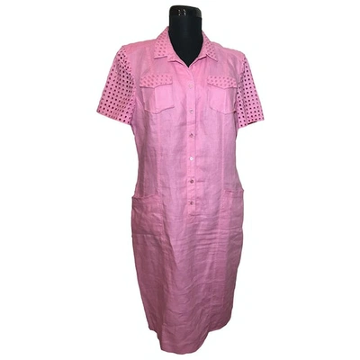 Pre-owned Basler Linen Mid-length Dress In Pink