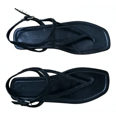 Pre-owned Strenesse Leather Sandals In Black