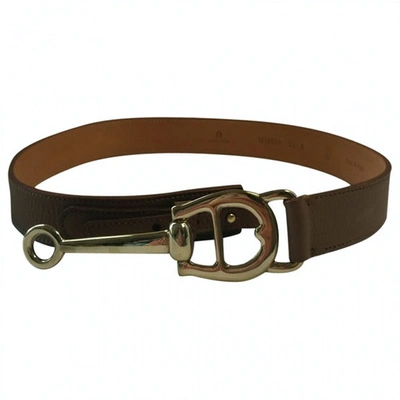 Pre-owned Aigner Leather Belt In Brown