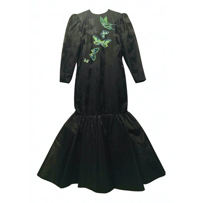 Pre-owned Hanae Mori Silk Maxi Dress In Black