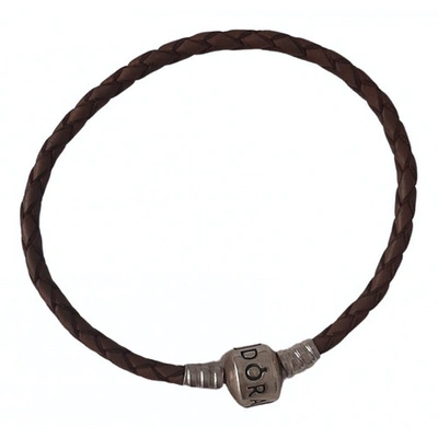 Pre-owned Pandora Leather Bracelet In Brown