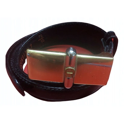 Pre-owned Aigner Patent Leather Belt In Black