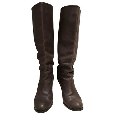 Pre-owned Max & Co Leather Boots In Brown