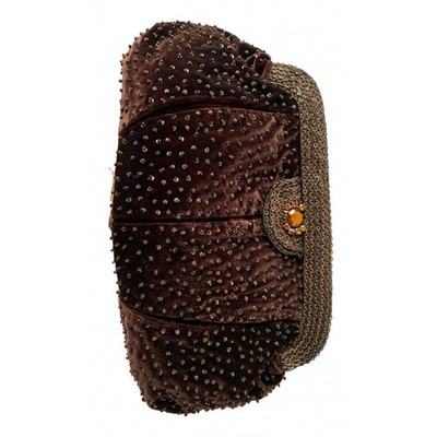 Pre-owned Maliparmi Velvet Clutch Bag In Brown