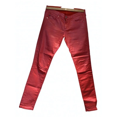 Pre-owned Adriano Goldschmied Slim Pants In Red