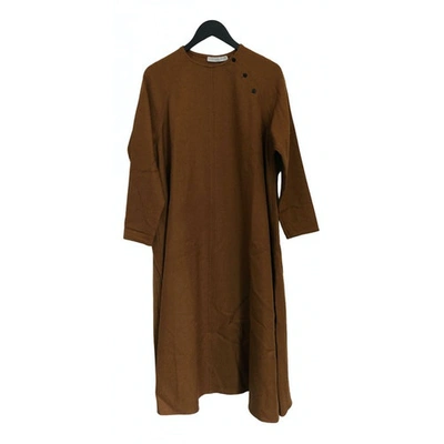 Pre-owned Geoffrey Beene Wool Maxi Dress In Brown