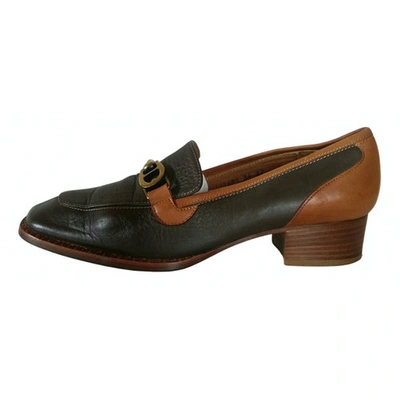 Pre-owned Aigner Leather Flats In Brown