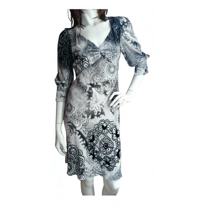 Pre-owned Galliano Silk Mid-length Dress In Grey