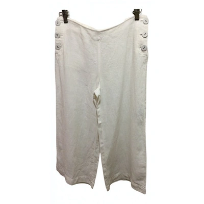 Pre-owned Hobbs Linen Large Pants In White