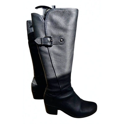 Pre-owned Gerry Weber Leather Biker Boots In Black