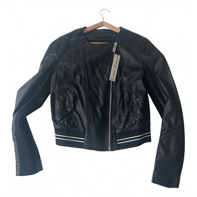 Pre-owned Ikks Leather Jacket In Black