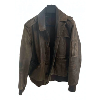 Pre-owned Apc Leather Jacket In Brown