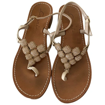 Pre-owned Unknown Leather Sandal In Beige