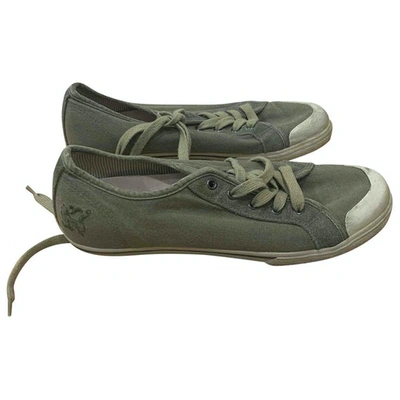 Pre-owned Ikks Cloth Trainers In Khaki