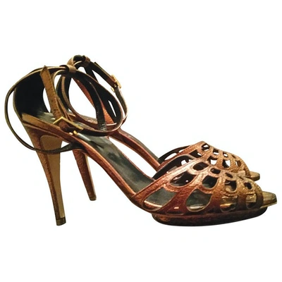 Pre-owned Hobbs Leather Sandal In Gold