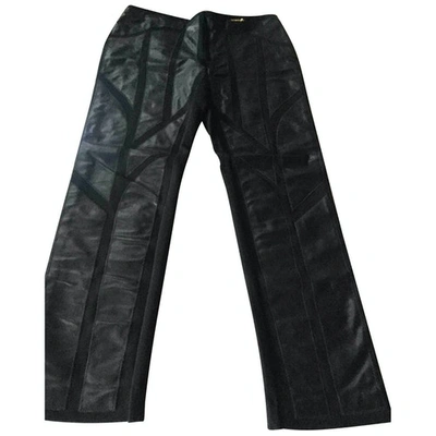 Pre-owned Maria Grazia Severi Leather Slim Pants In Black