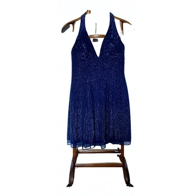 Pre-owned Basix Silk Mini Dress In Blue