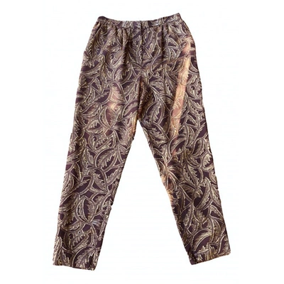Pre-owned Lanvin Silk Trousers In Brown
