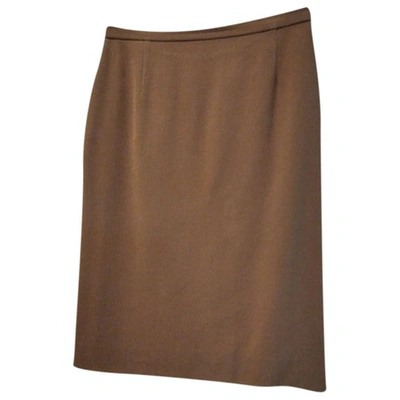 Pre-owned Giorgio Armani Wool Mid-length Skirt In Camel