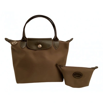 Pre-owned Longchamp Légende Cloth Handbag In Khaki