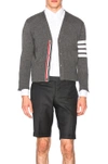 Thom Browne Grey Cashmere Striped Armband Cardigan In Medium Grey