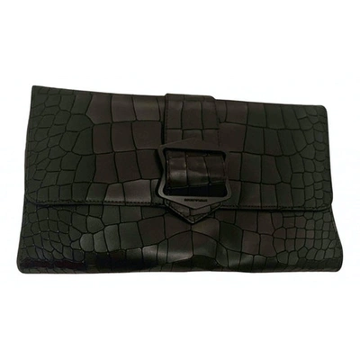 Pre-owned Emporio Armani Leather Clutch Bag In Black