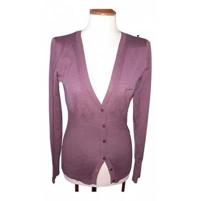 Pre-owned Guess Wool Cardigan In Purple