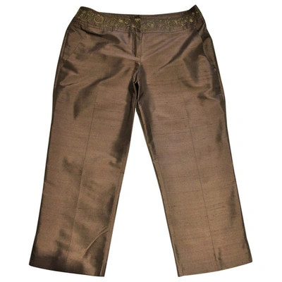 Pre-owned Max & Co Silk Trousers In Brown