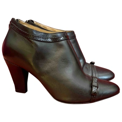 Pre-owned Hobbs Leather Ankle Boots In Black