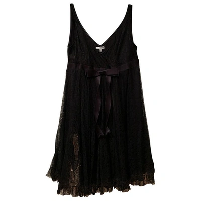 Pre-owned Anna Molinari Silk Mini Dress In Black