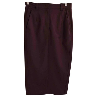Pre-owned Attic And Barn Wool Mid-length Skirt In Burgundy