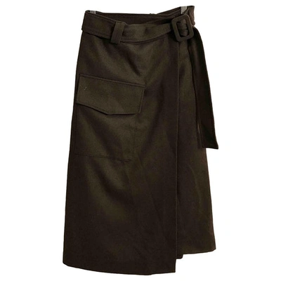 Pre-owned Attic And Barn Wool Mid-length Skirt In Green