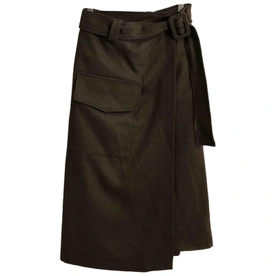 Pre-owned Attic And Barn Wool Mid-length Skirt In Green