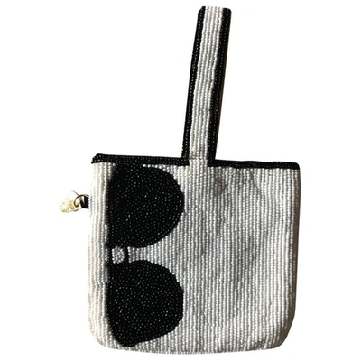 Pre-owned Moschino Love Cloth Clutch Bag In White