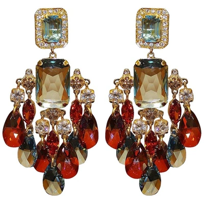 Pre-owned Carlo Zini Silver Gilt Earrings In Red