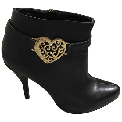 Pre-owned Moschino Love Leather Ankle Boots In Black