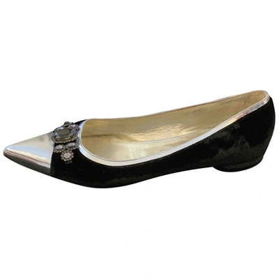 Pre-owned Luciano Padovan Velvet Flats In Black