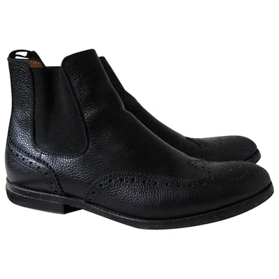 Pre-owned Selected Leather Ankle Boots In Black