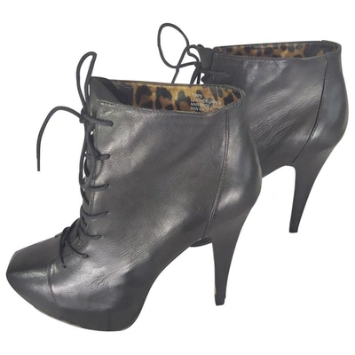 Pre-owned Ikks Leather Ankle Boots In Black