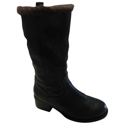 Pre-owned Aigner Leather Boots In Black
